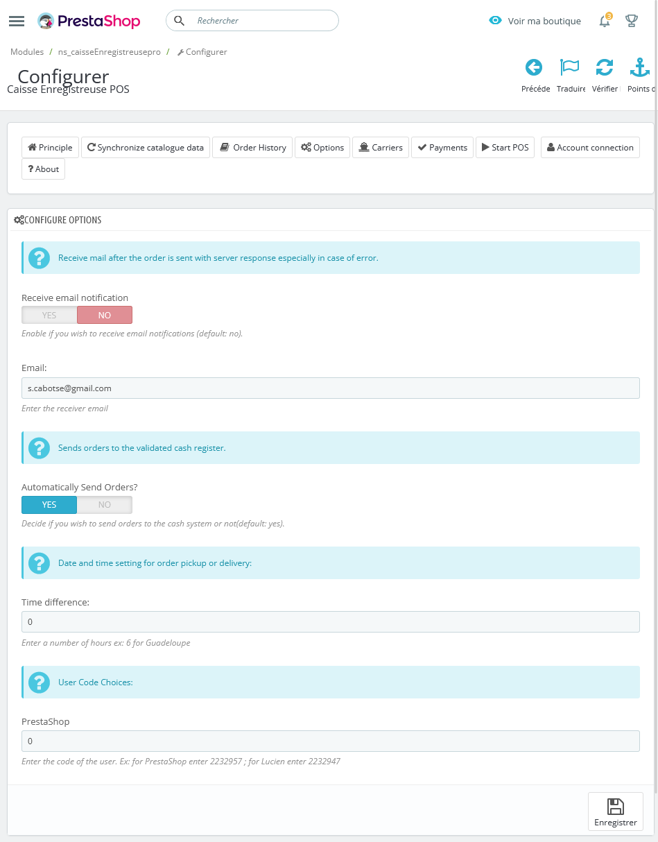 las opciones de configuración